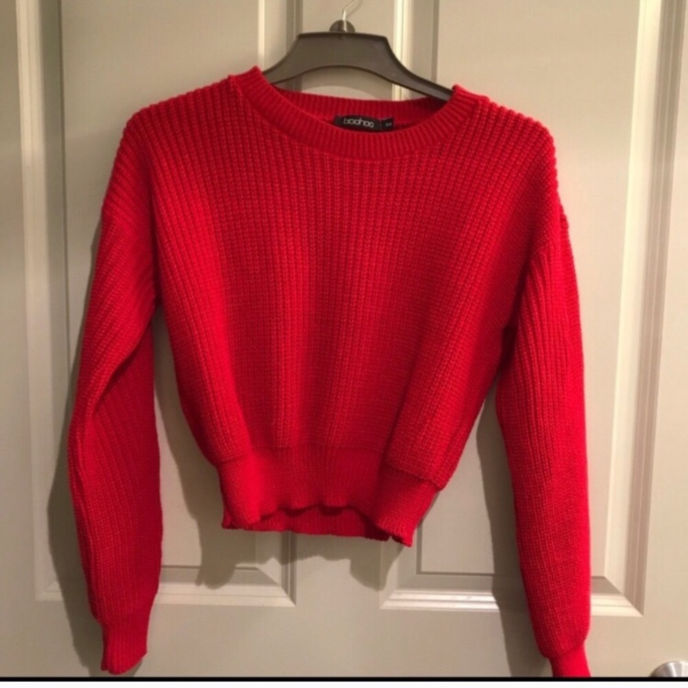NWOT Cropped-Knit Sweater